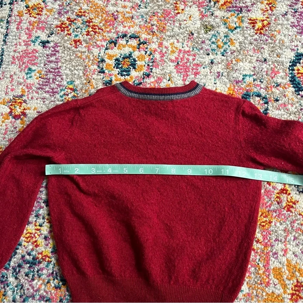Kids Lanvin Letterman Wool Red Blue Vneck Sweater‎